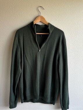 Men's Cashmere Green Quarter-Zip Sweater